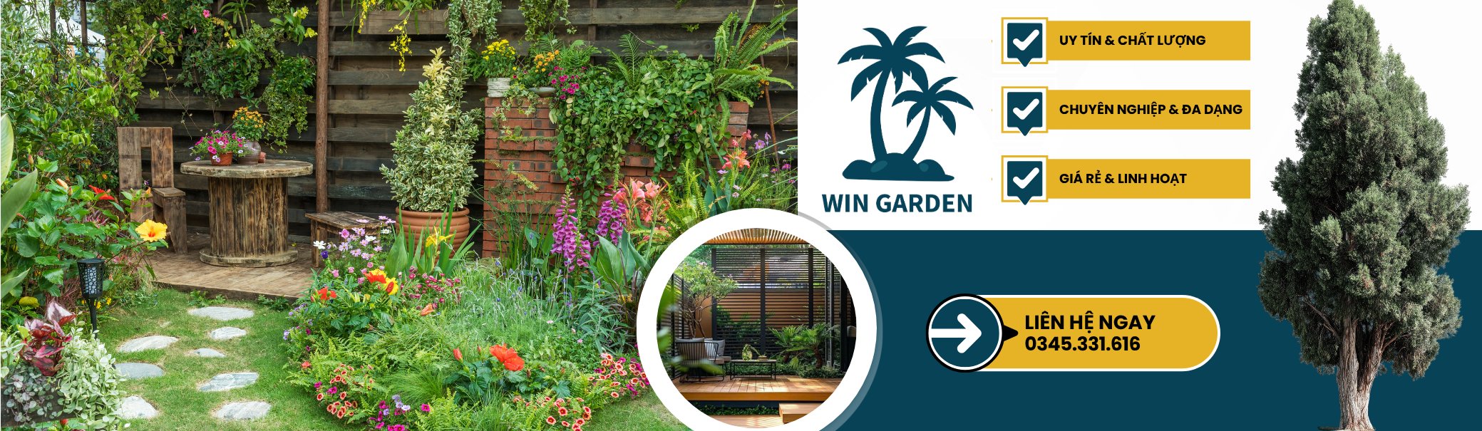 Win Garden footer điện thoại